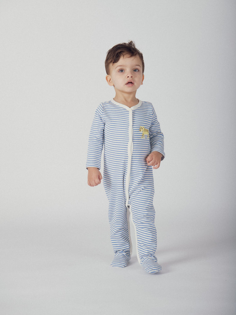Pijama raiado com impressão de tigre para bebê menino