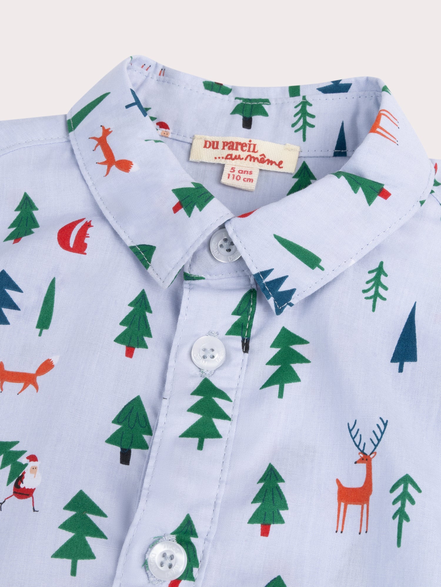 Chemise manches courtes bleue imprimée et nœud papillon