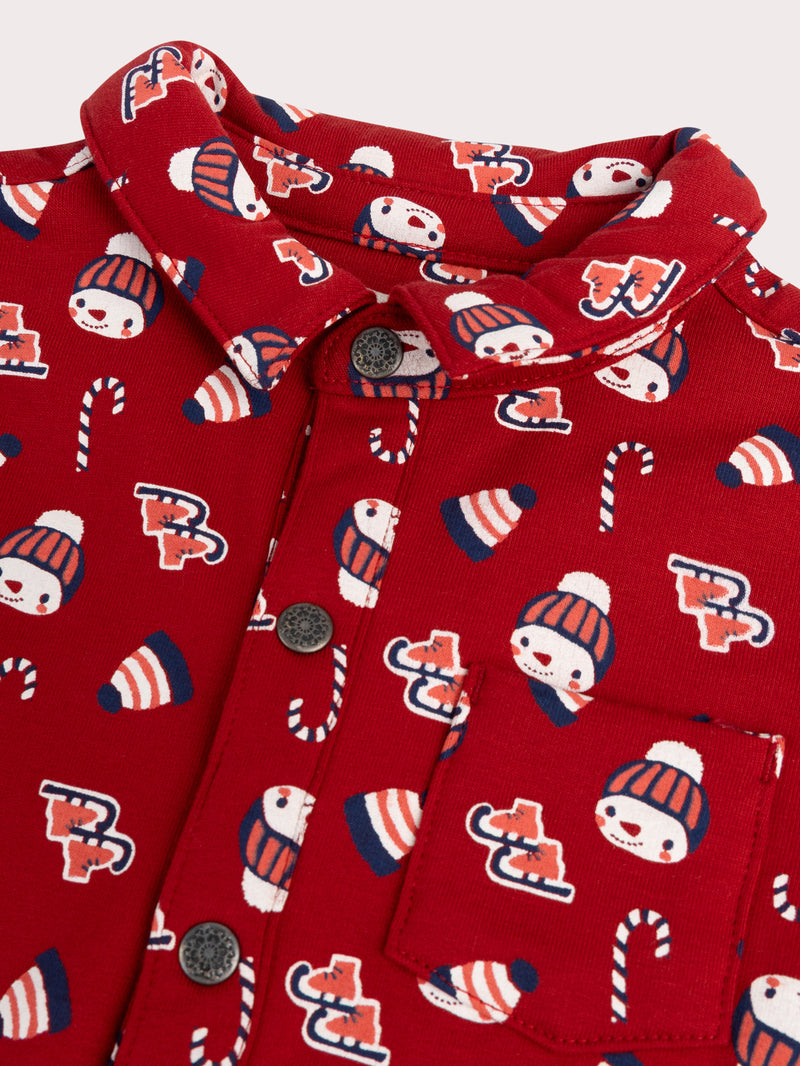 Chemise manches courtes à imprimé hivernal pour bébé garçon
