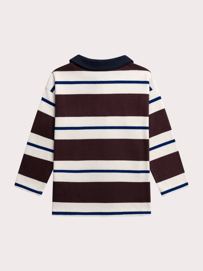Polo manches longues rayé marron