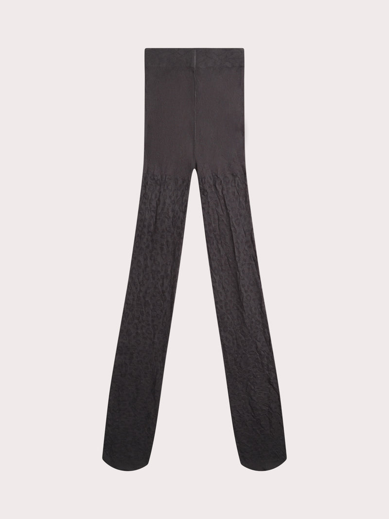 Collant fin marron motif léopard pour fille