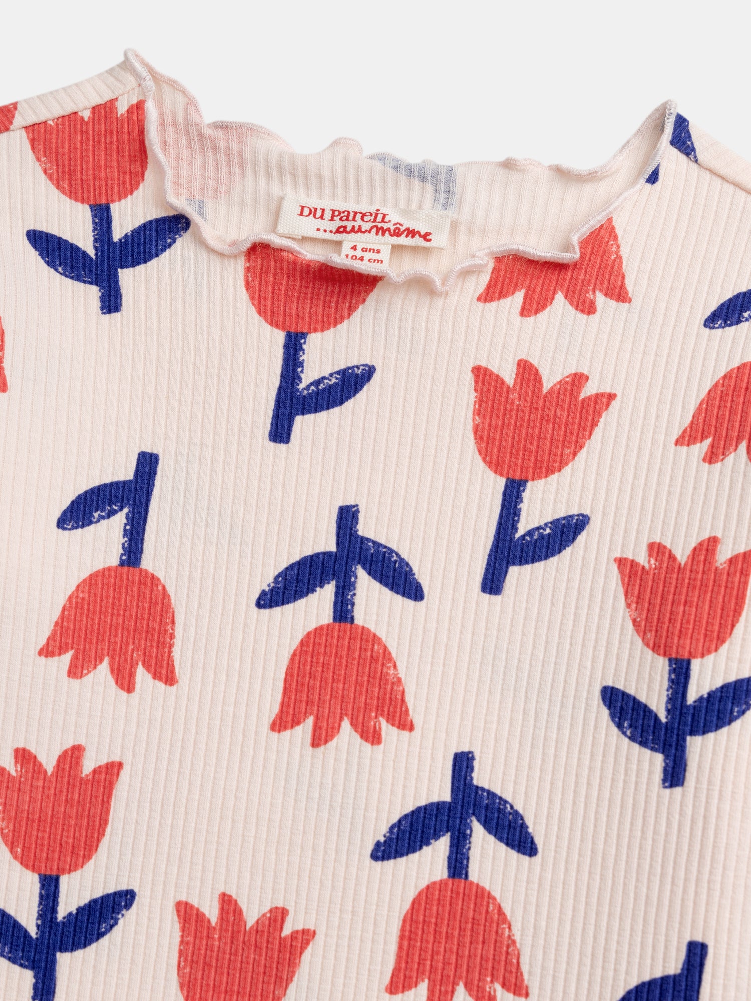 T-shirt ecru de mangas longas impressa com flores para meninas