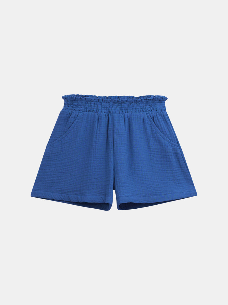 Short azul-marinho com bolsos para meninas