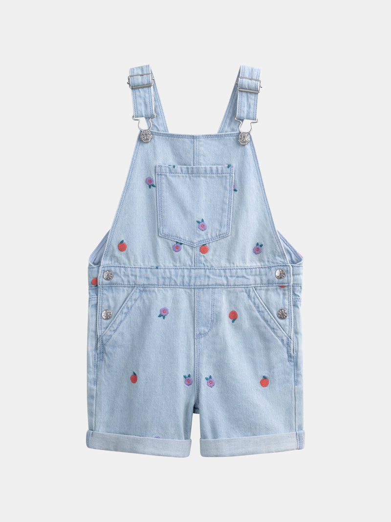 Salopete de denim bordada para meninas