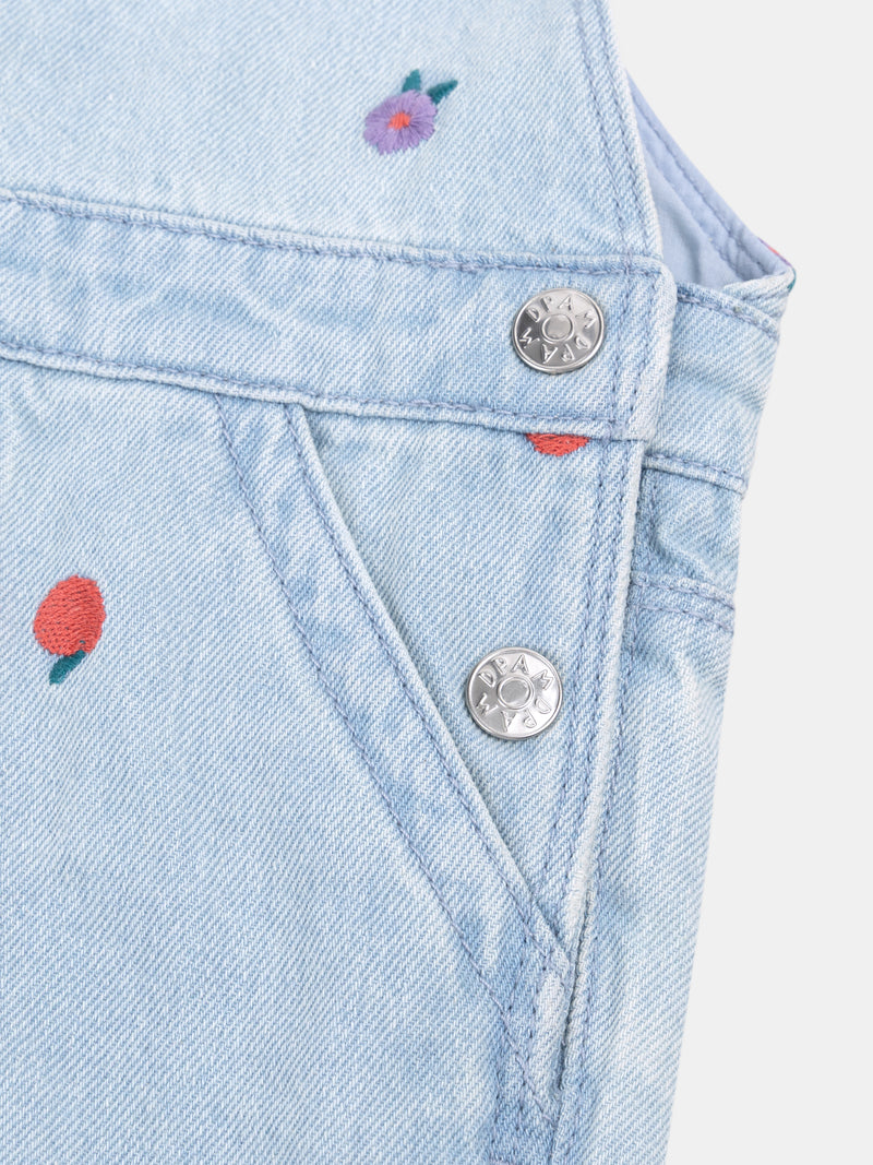 Salopete de denim bordada para meninas