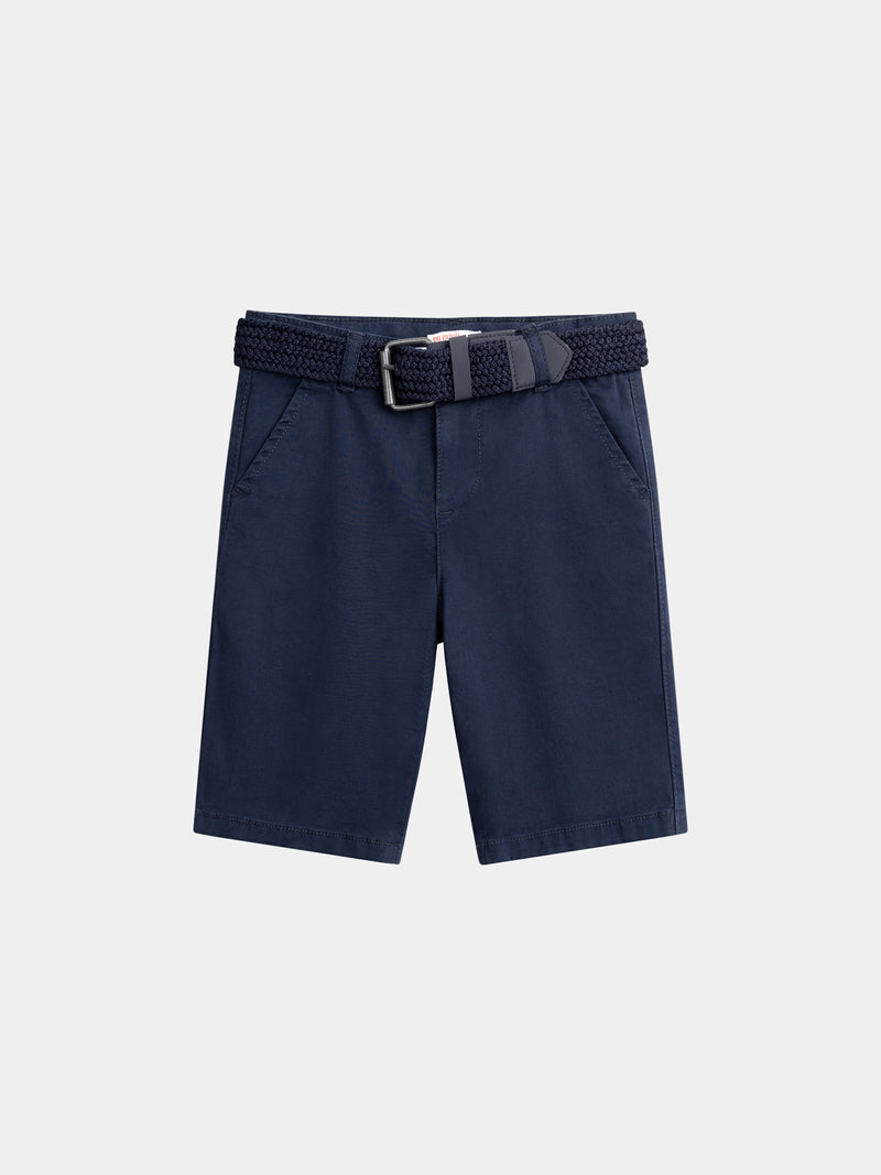 Bermuda azul-marinho com cinto para meninos