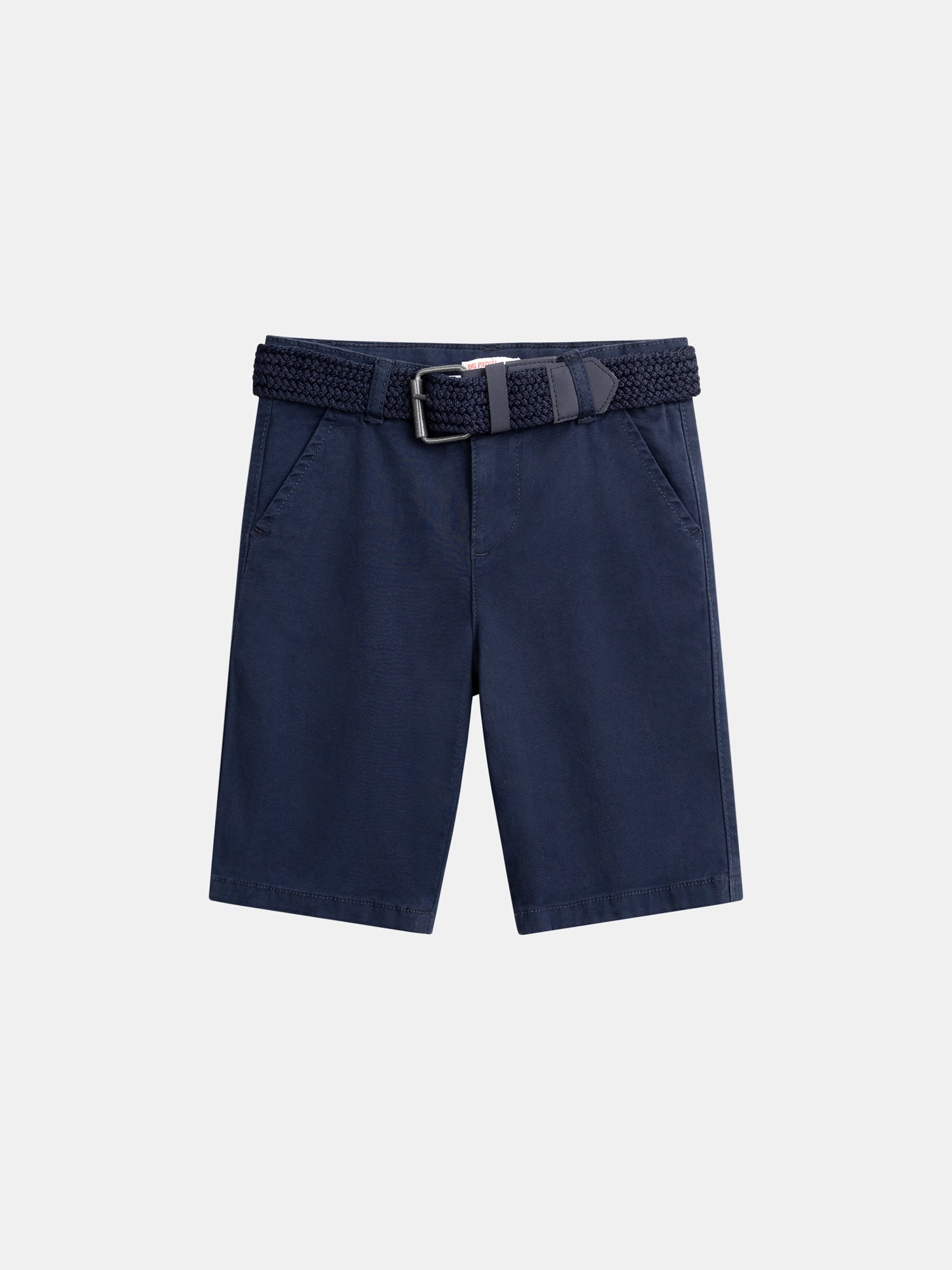 Bermuda azul-marinho com cinto para meninos