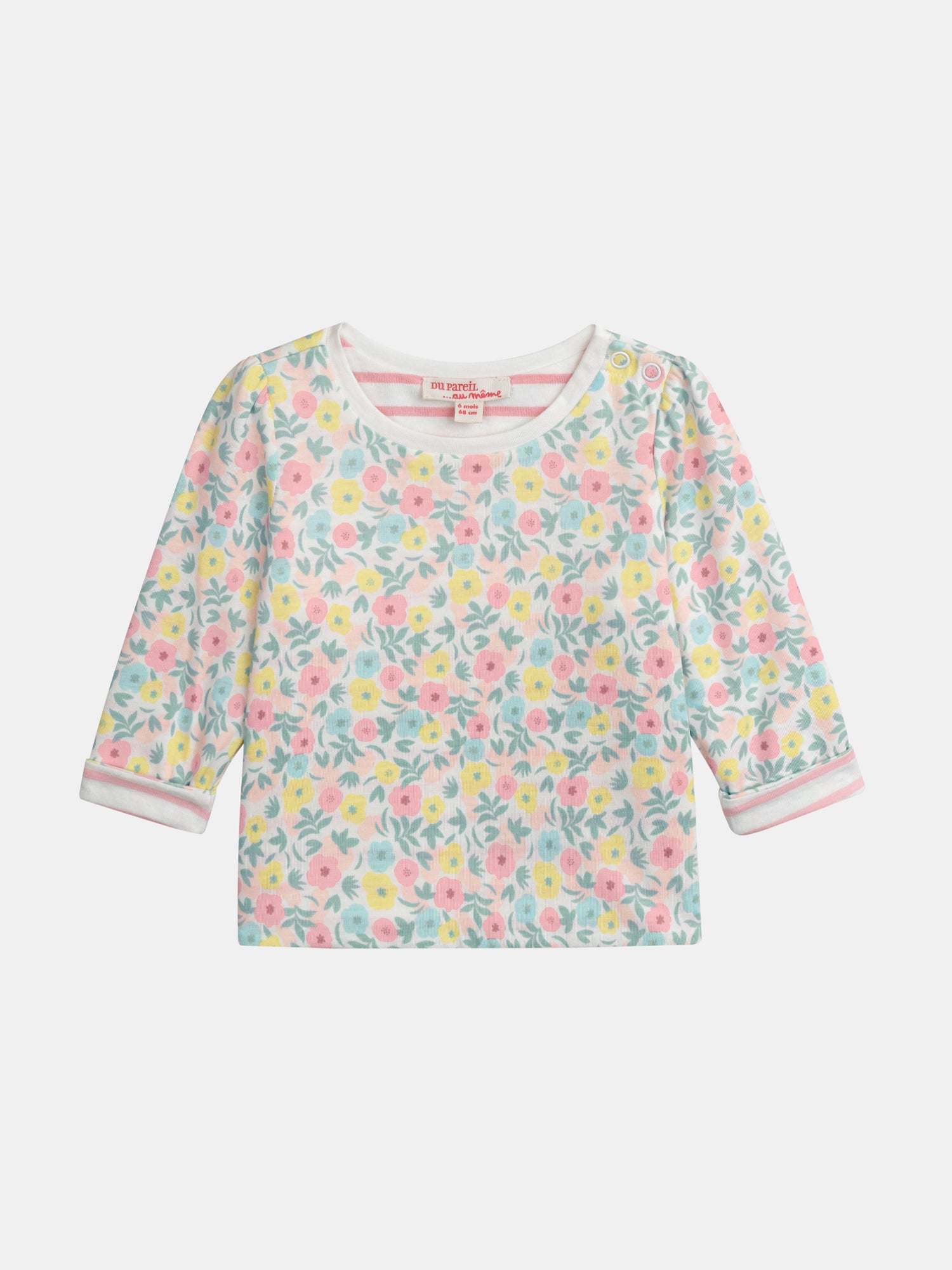 T-shirt réversible motif fleurs pastel pour bébé fille