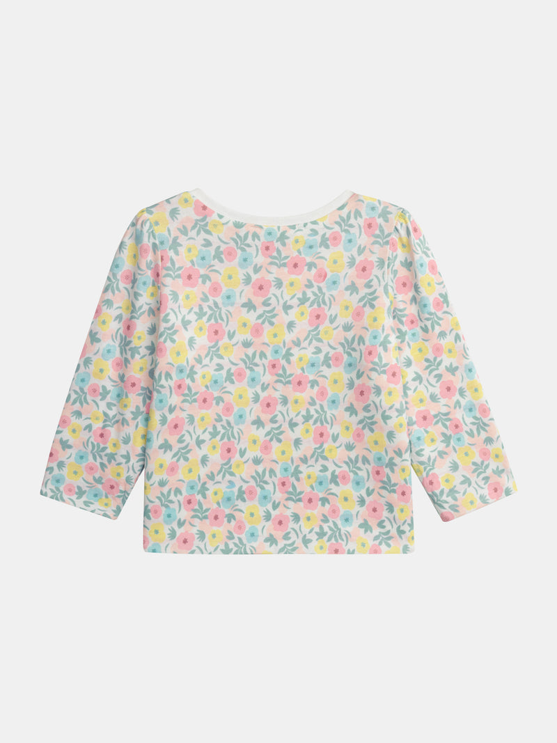 T-shirt reversível com motivo de flores pastel para bebé menina