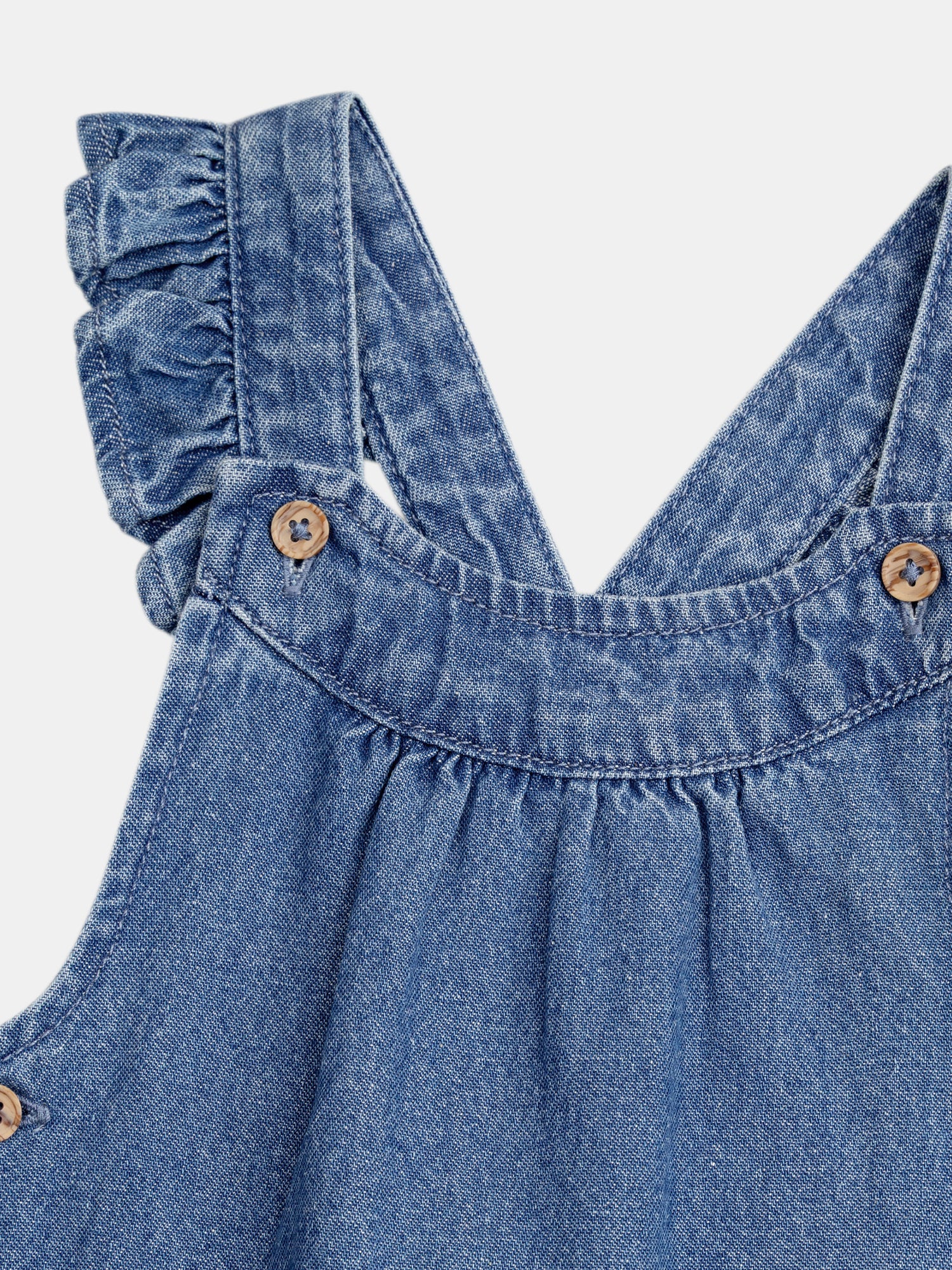 Salopette denim avec poches cœurs brodé pour bébé fille