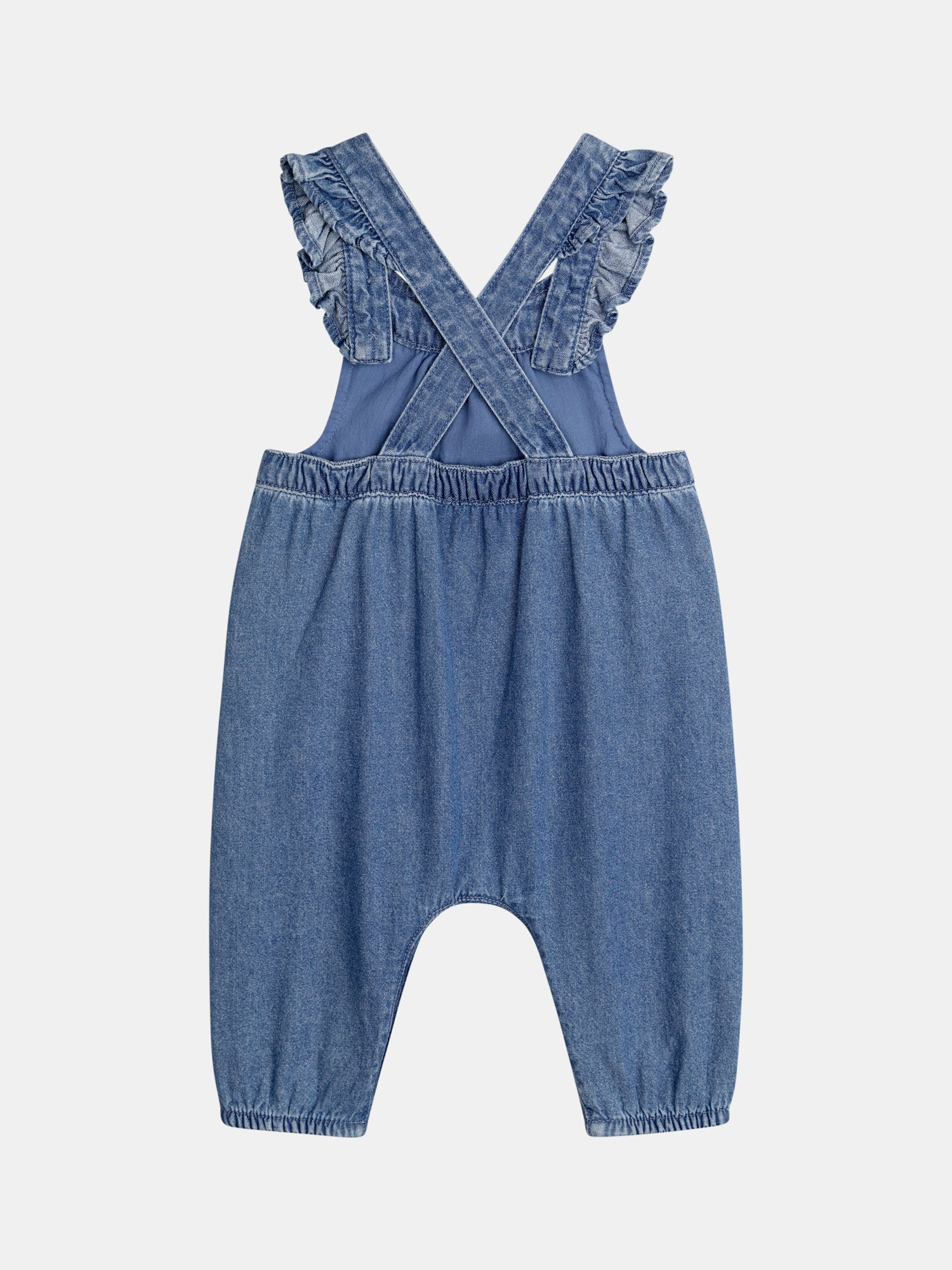 Salopette denim avec poches cœurs brodé pour bébé fille