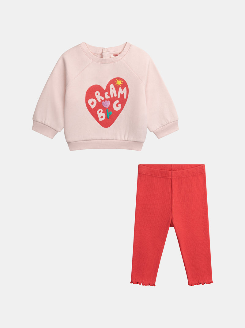 Ensemble motif cœur pour bébé fille