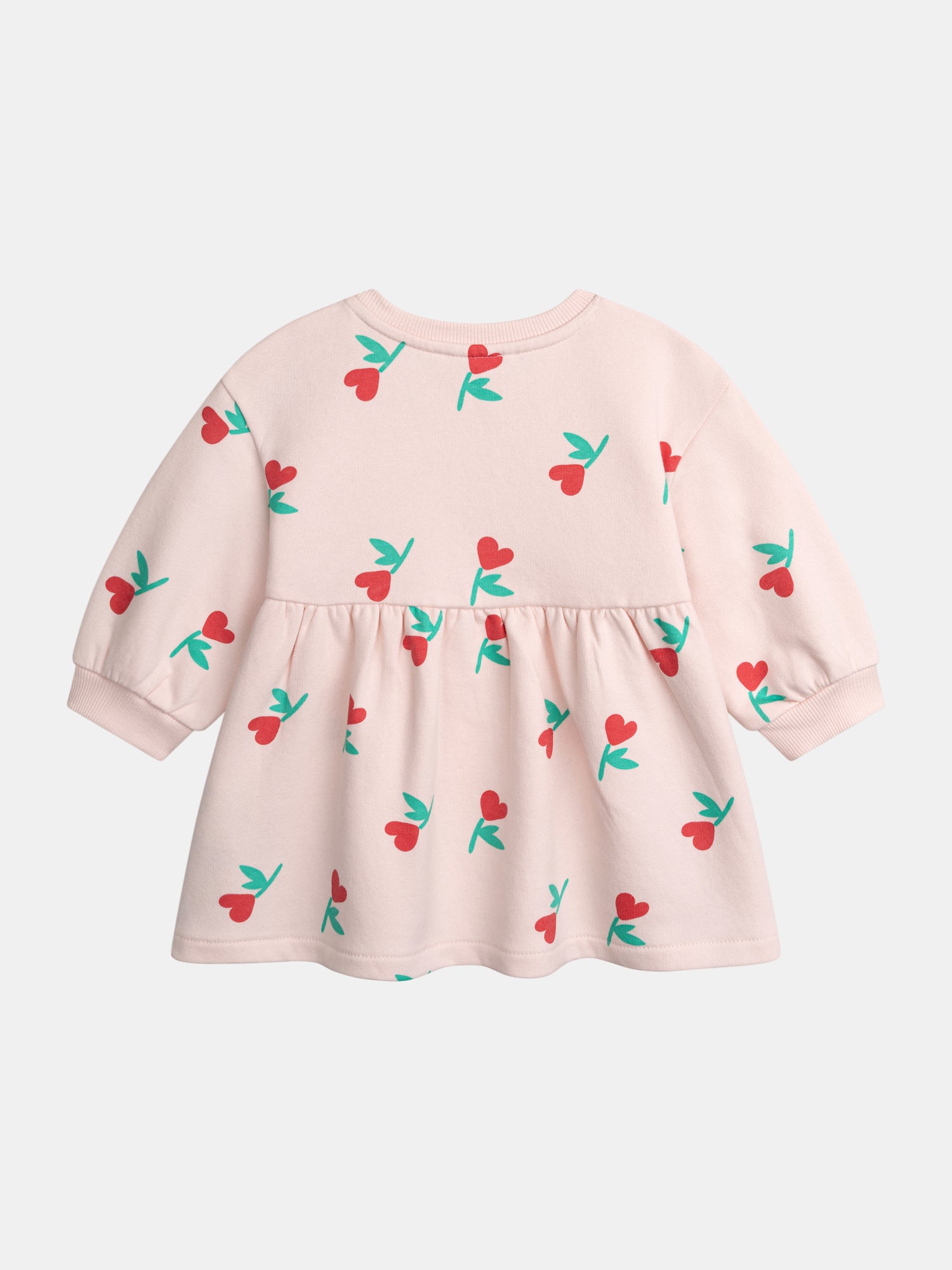 Robe rose imprimé fleurals-coeurs pour bébé fille