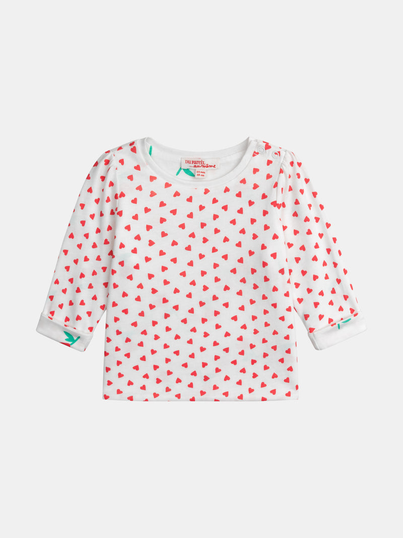 T-shirt reversível com motivo coração para rapariga