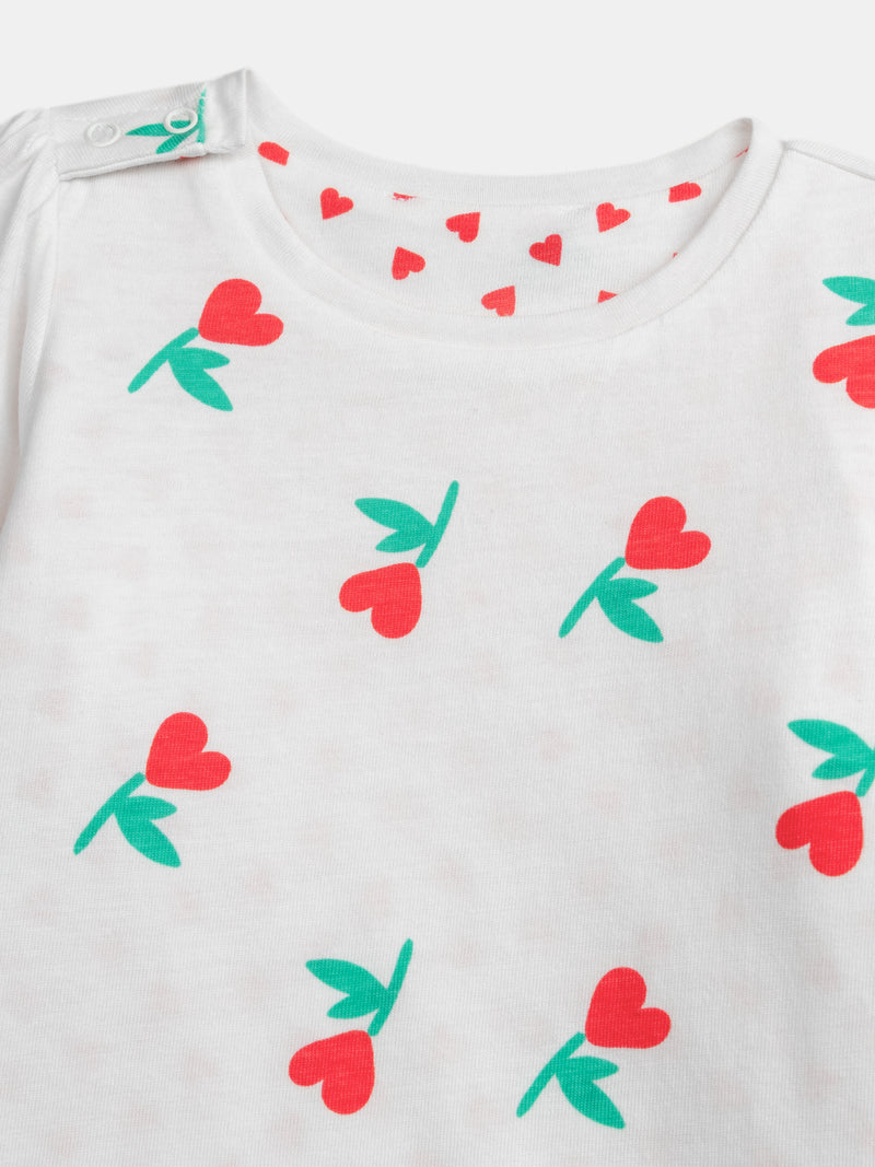 T-shirt reversível com motivo coração para rapariga