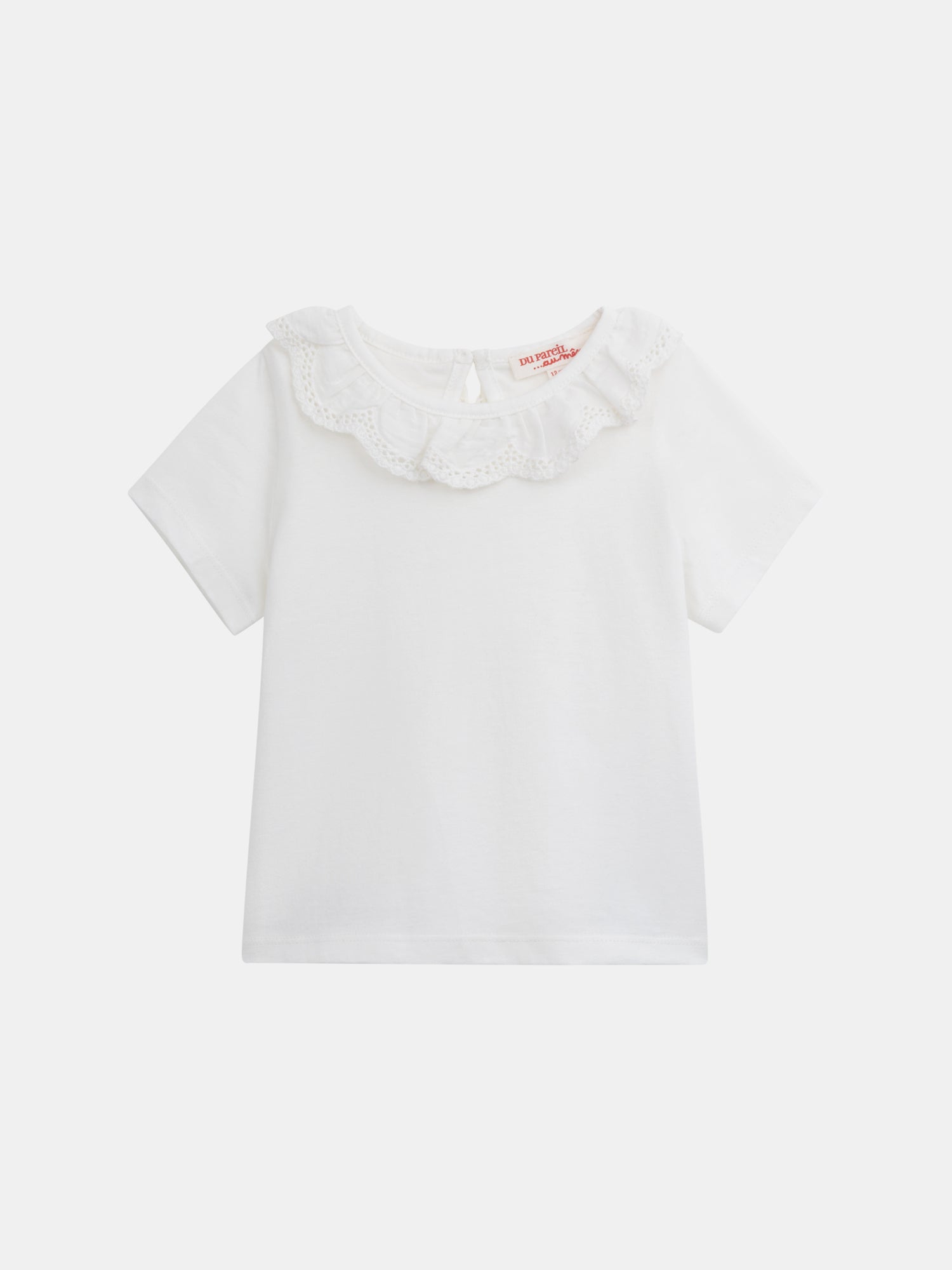 Brassière rose poudré à col brodé et volanté pour bébé fille