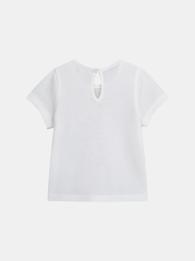 T-shirt ecru com estampado "Mundo Marinho" para menina