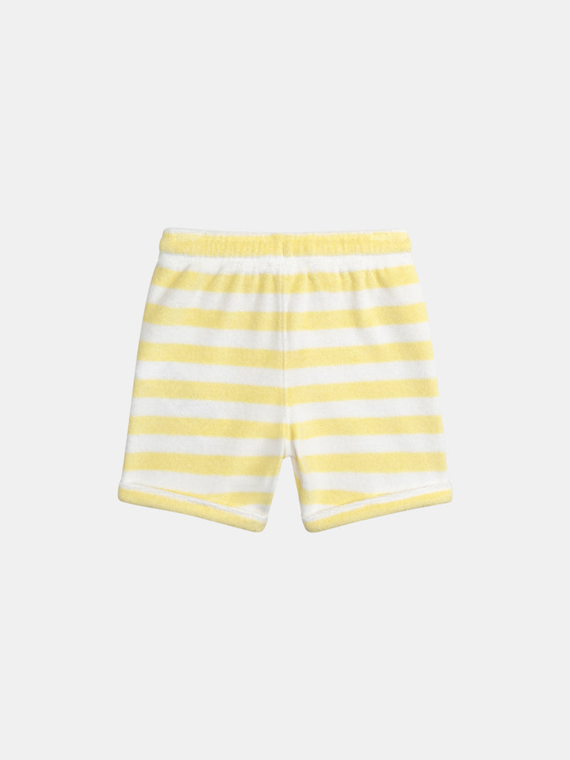 Conjunto de t-shirt e calções às riscas amarelas para bebé rapaz