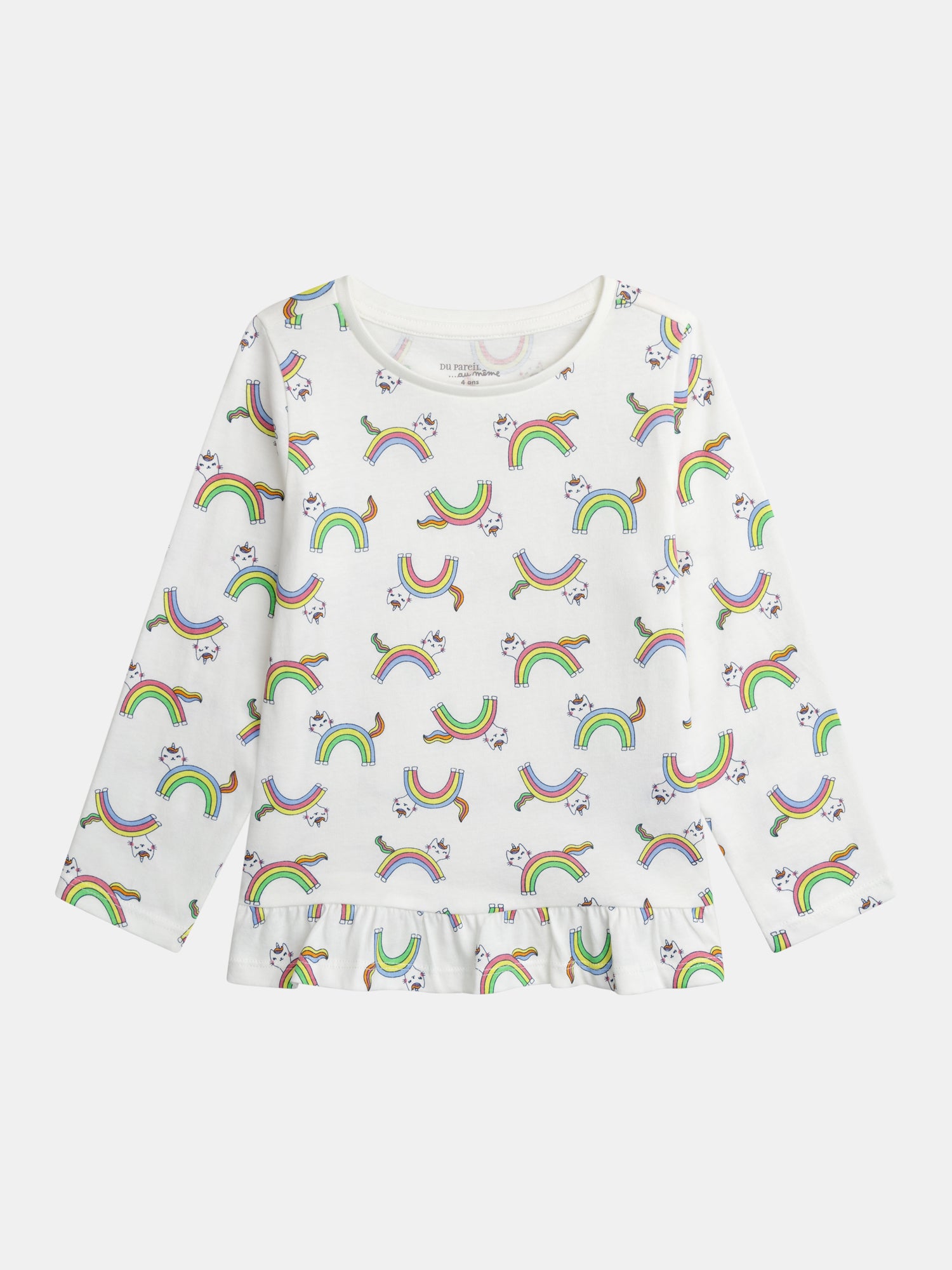 Pyjama long imprimé arc-en-ciel pour enfant fille