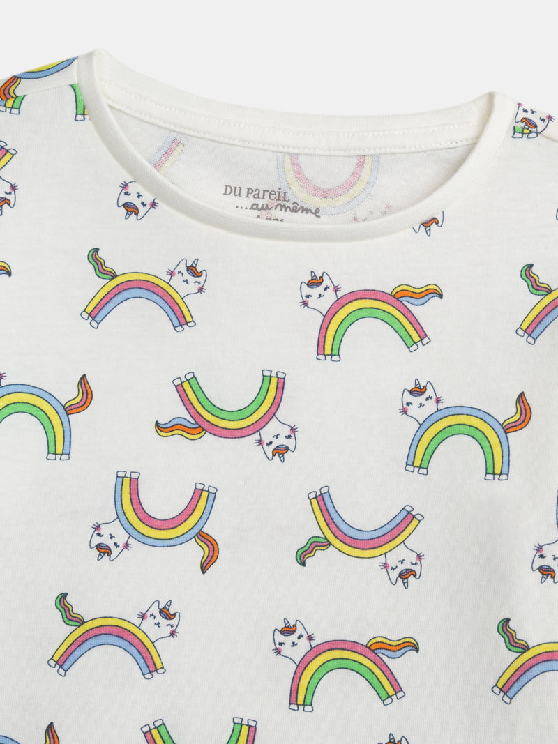 Pyjama long imprimé arc-en-ciel pour enfant fille
