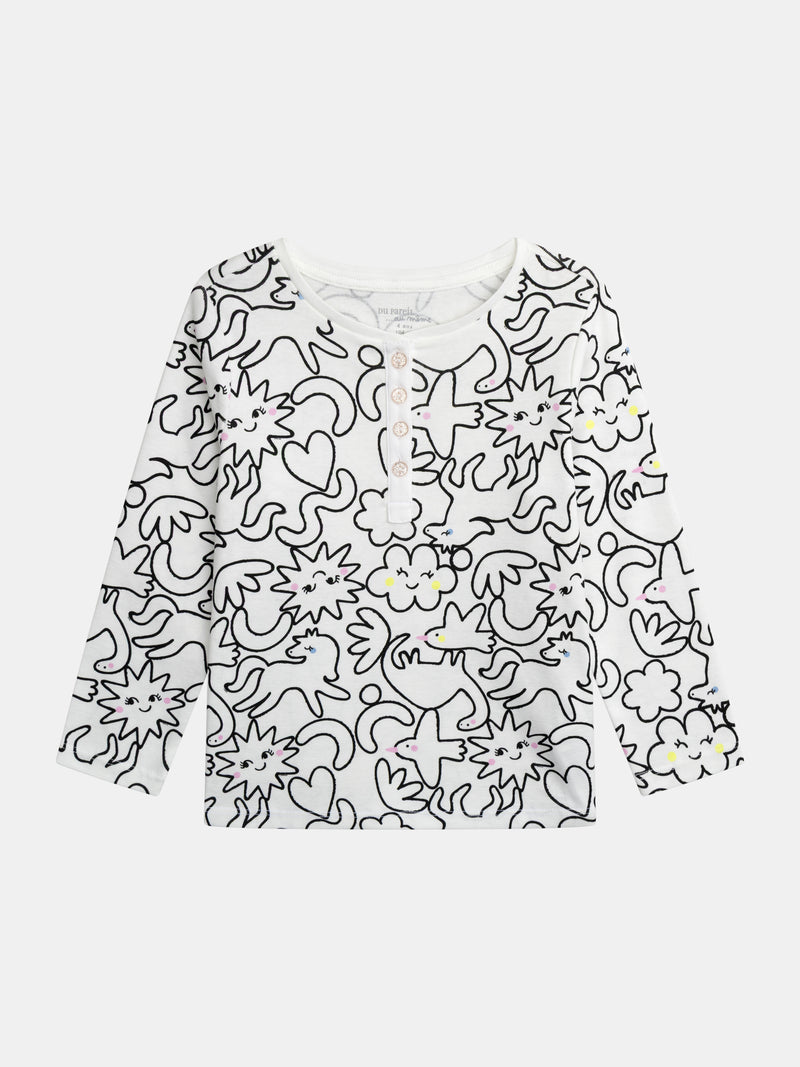 Pyjama écru long avec imprimé intégral "DREAM" pour enfant fille