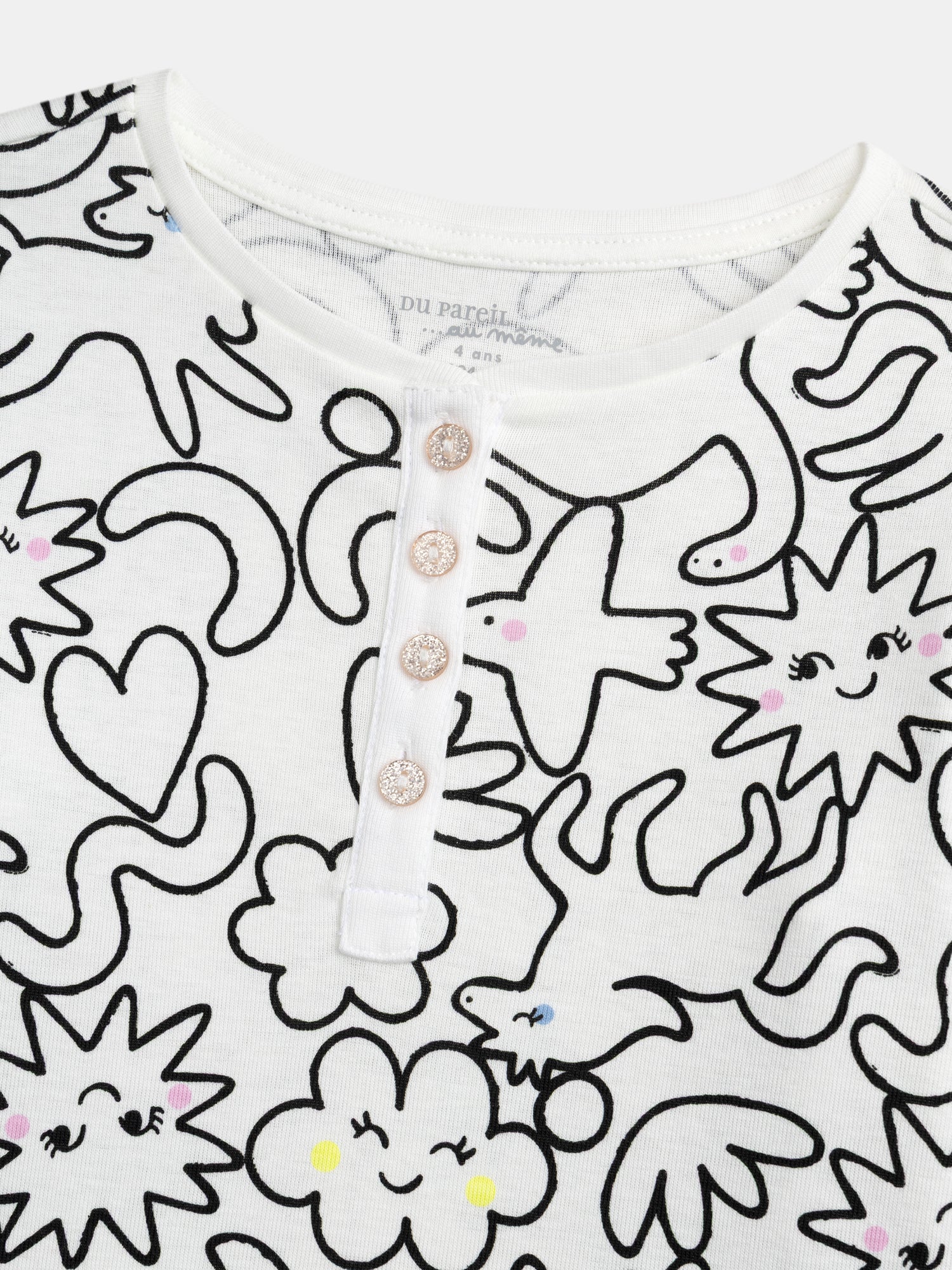 Pyjama écru long avec imprimé intégral "DREAM" pour enfant fille