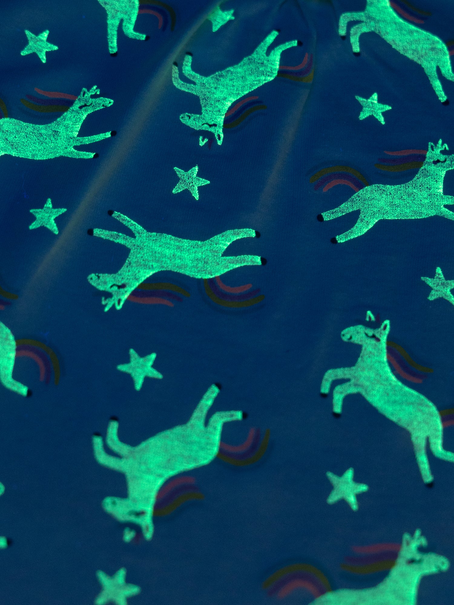 Robe de noite fosforescente com estampado de "Unicórnios Mágicos" para meninas