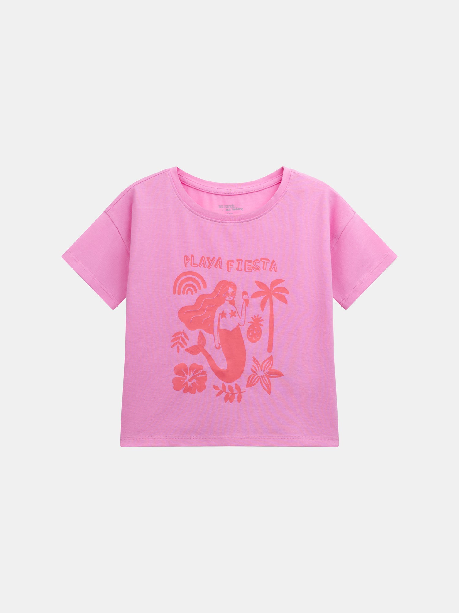 Pijama curto rosa com estampa "Playa Fiesta" para meninas