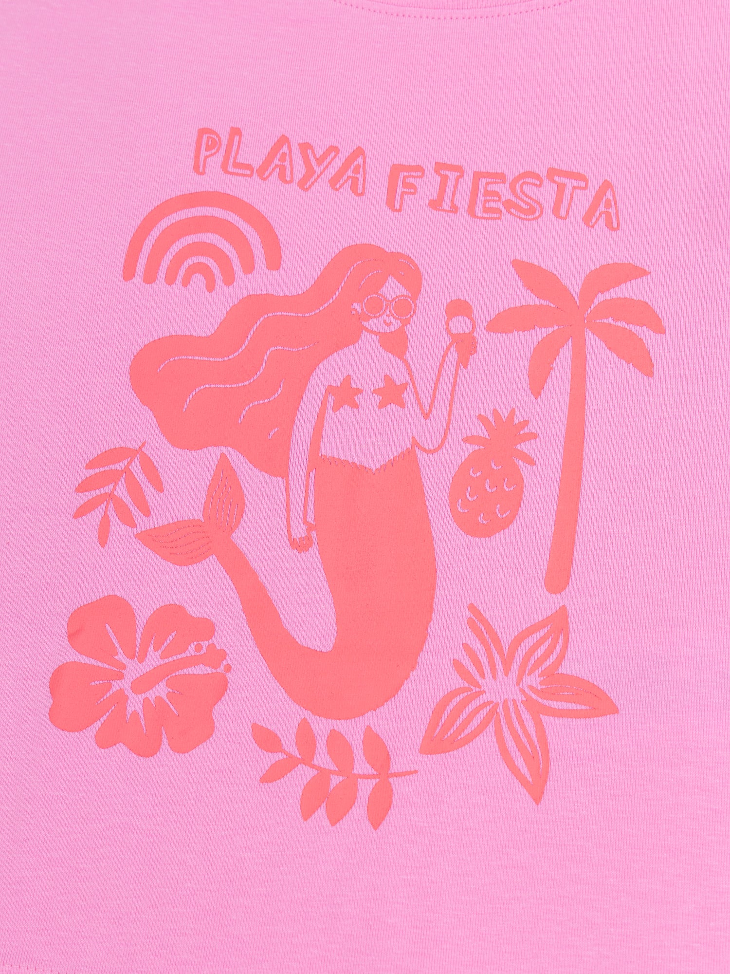 Pijama curto rosa com estampa "Playa Fiesta" para meninas