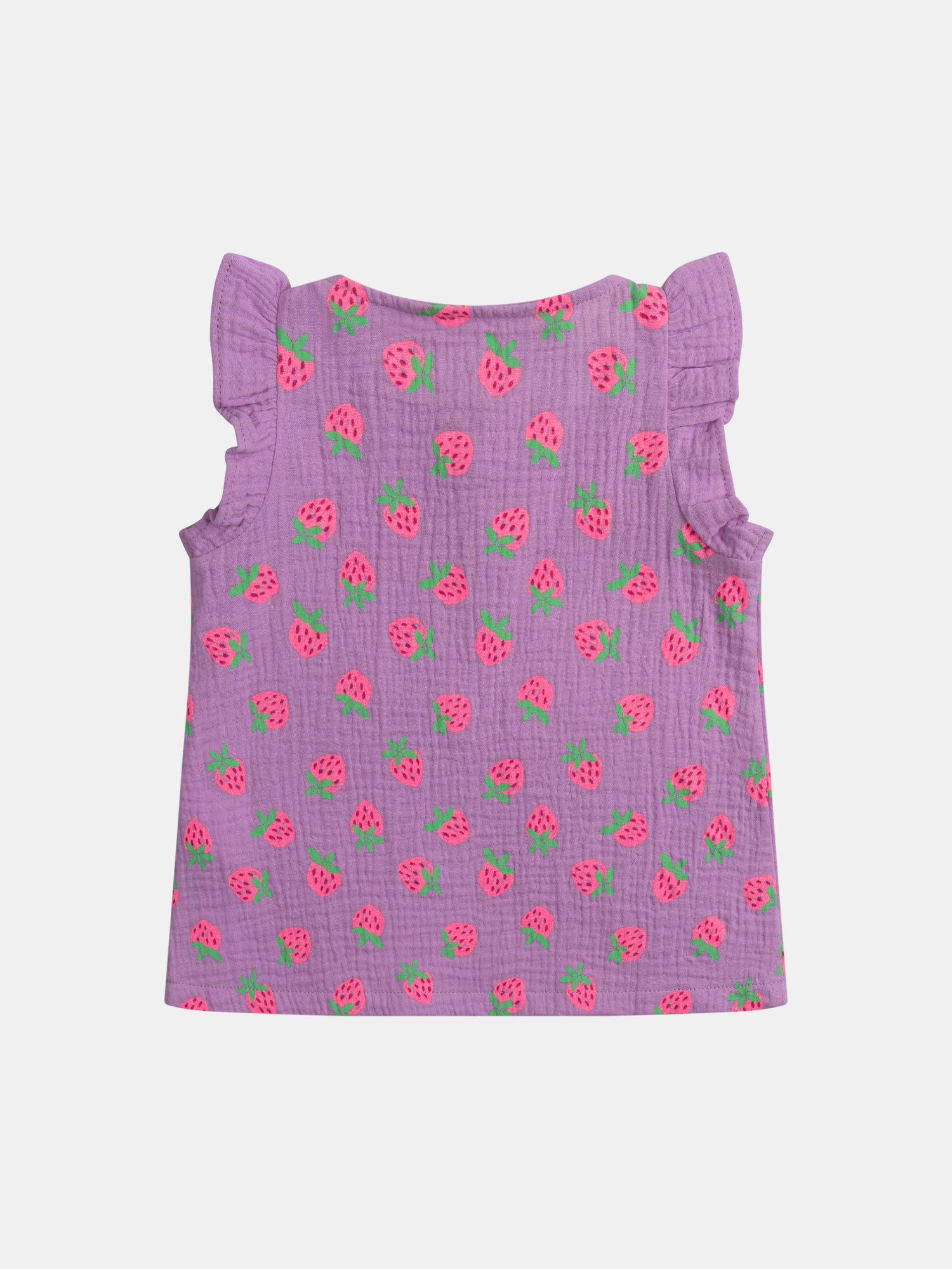 Pijama curto roxo impresso "Morango Gourmet" para meninas