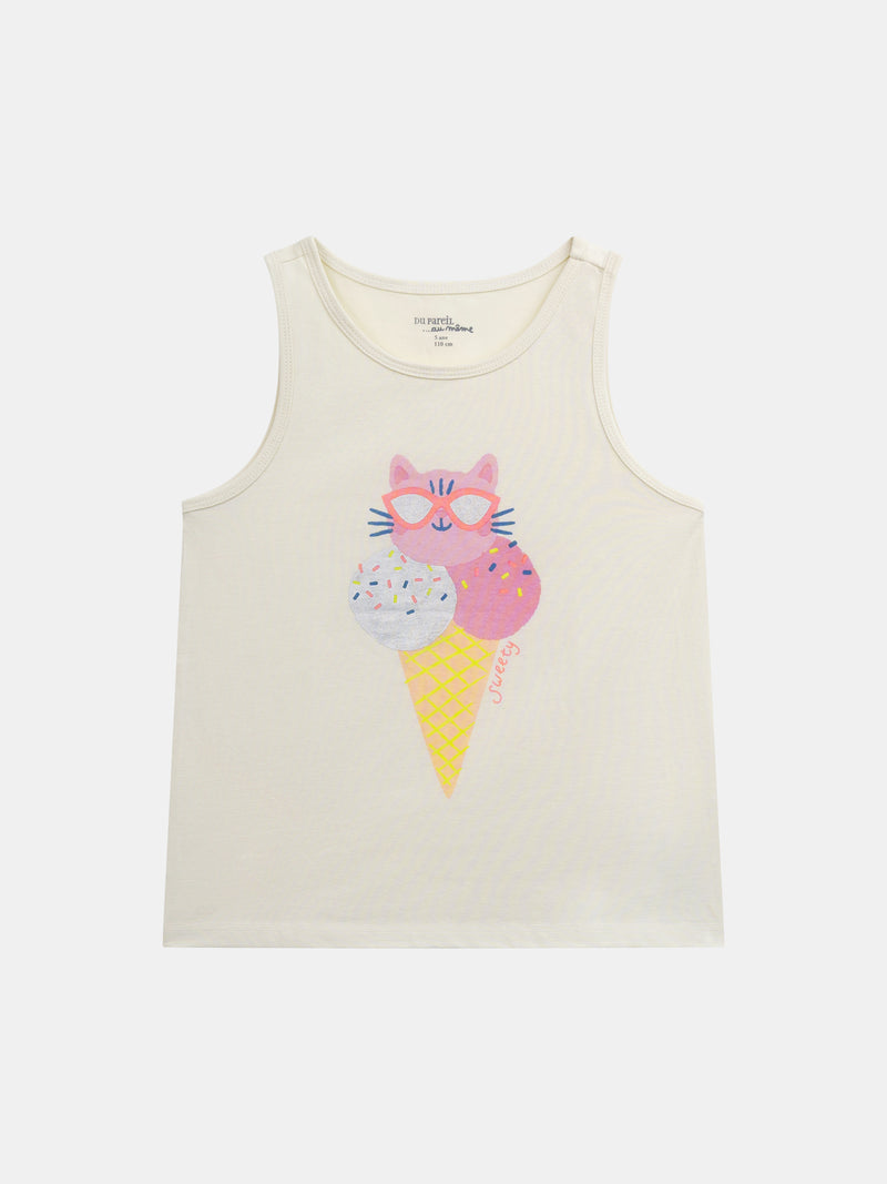 Pyjama débardeur avec imprimé "Ice Cream Cat" pour enfant fille