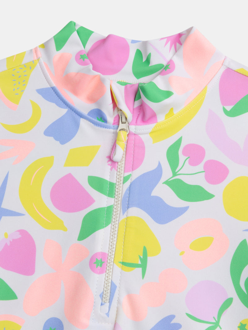 Conjunto de banho UPF 50+ 2 peças com estampado colorido para menina