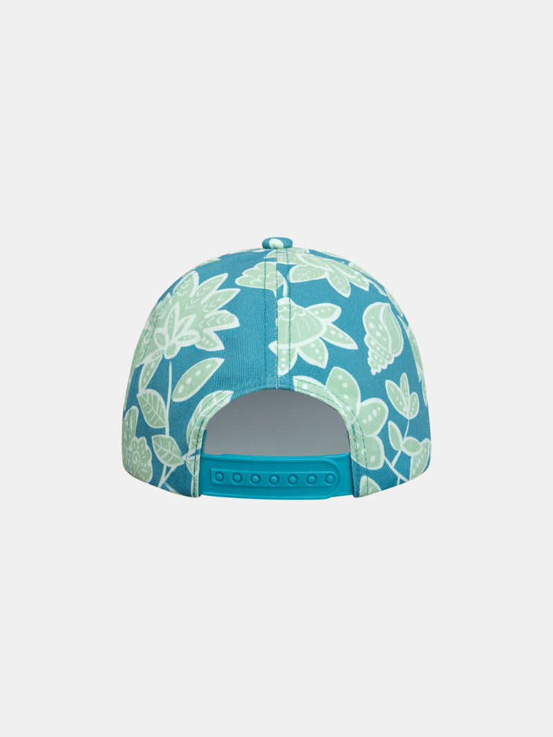 Boné azul com estampa floral para meninas