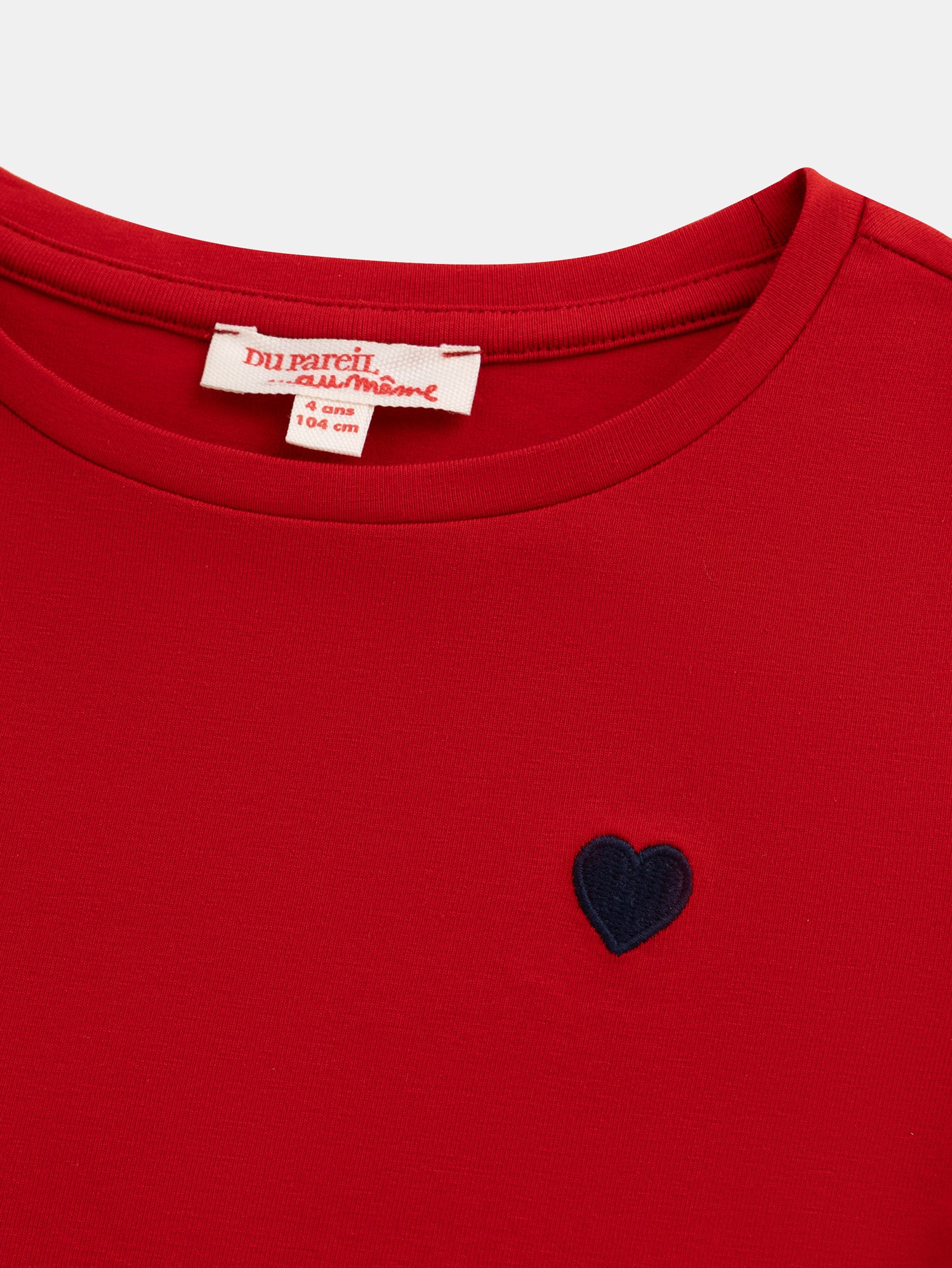 Robe rouge broderie coeur pour fille