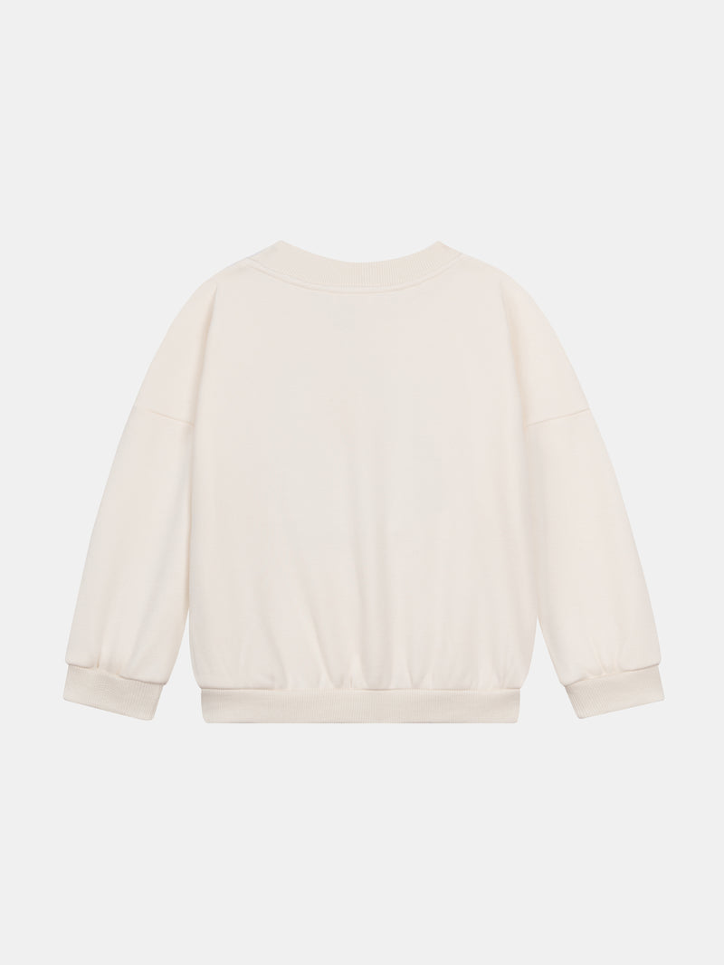 Sweat écru à animation chien pour fille