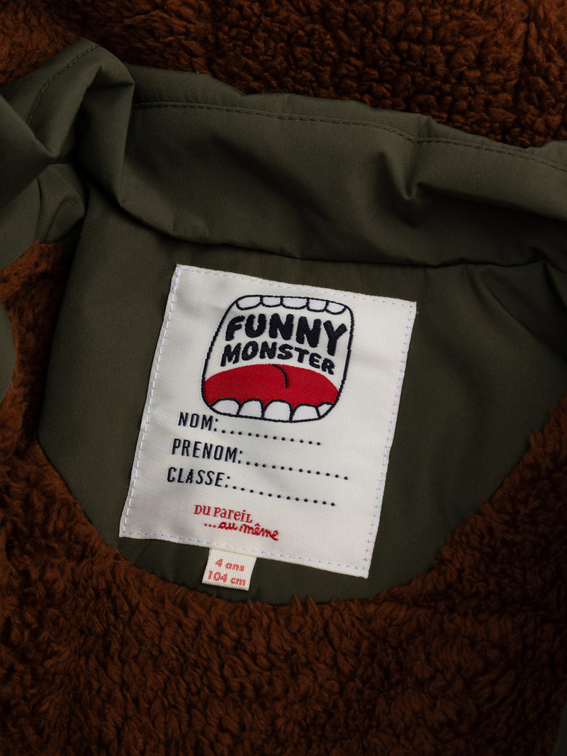 Parka verde forrada em sherpa para meninos