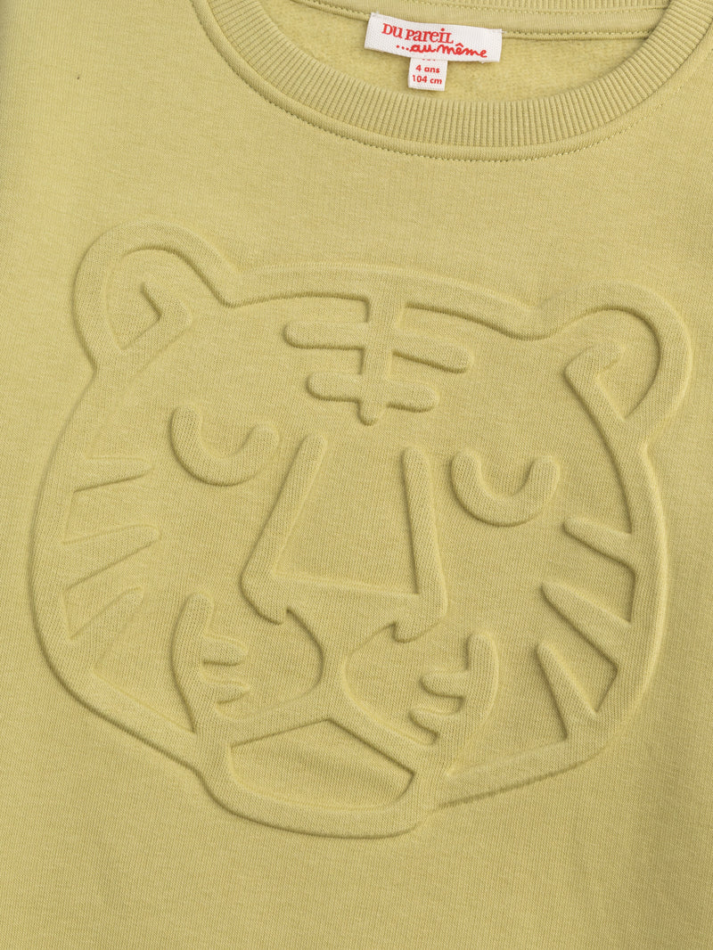 Sweat vert à animation tigre pour garçon
