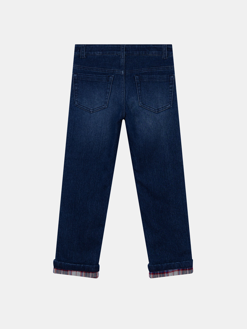 Jeans de denim azul com bolsos para menino