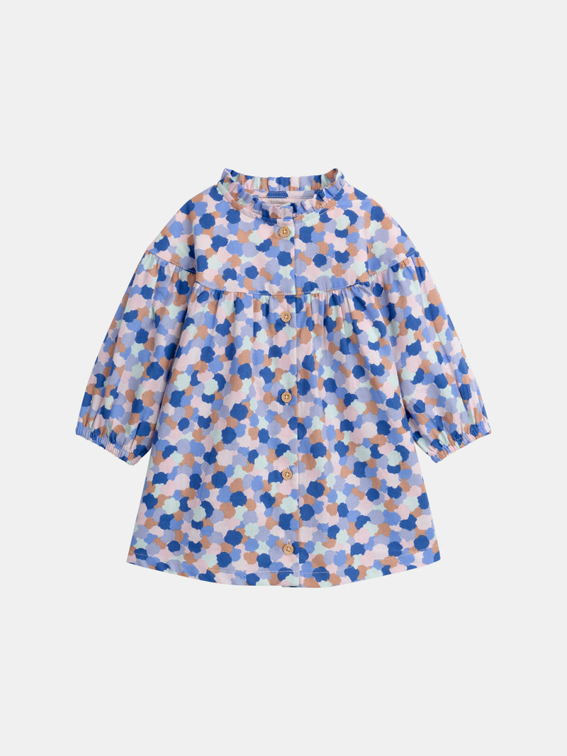 Vestido estampado com gola de volantes para menina