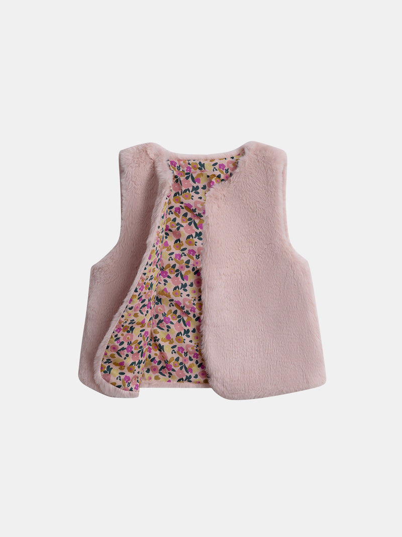 Gilet sans manches rose "Wild Campus" pour bébé fille