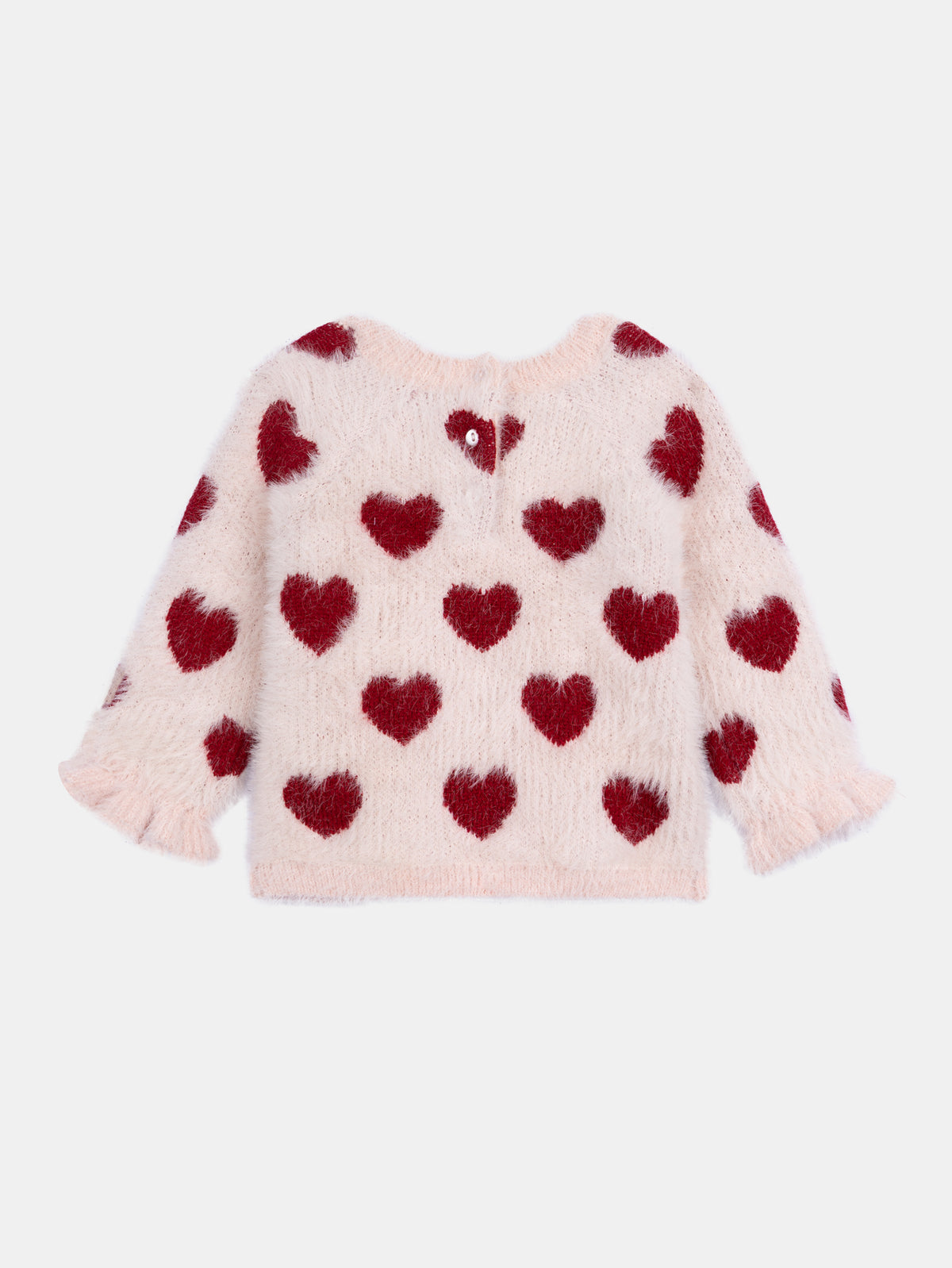 Pull rose craie à motif cœurs pour bébé fille