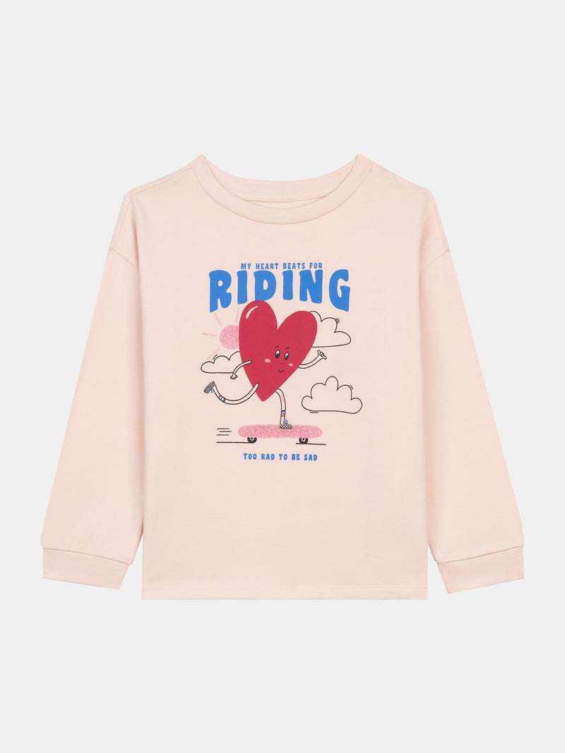 Pyjama rose en molleton gratté "My Heart Beats for Riding" pour enfant fille