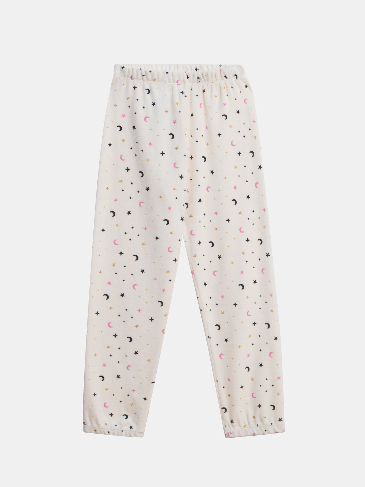 Pyjama 2 pièces écru en velours à motifs fantômes phosphorescents pour enfant fille