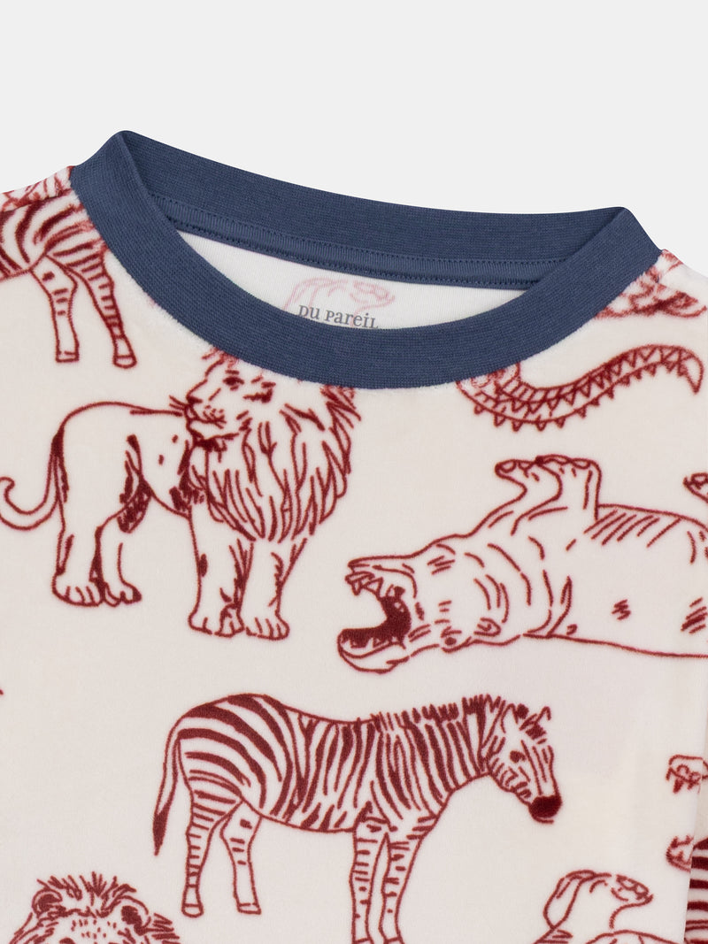 Pyjama 2 pièces en velours imprimé intégral savane pour enfant garçon