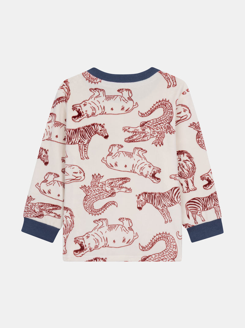 Pyjama 2 pièces en velours imprimé intégral savane pour enfant garçon