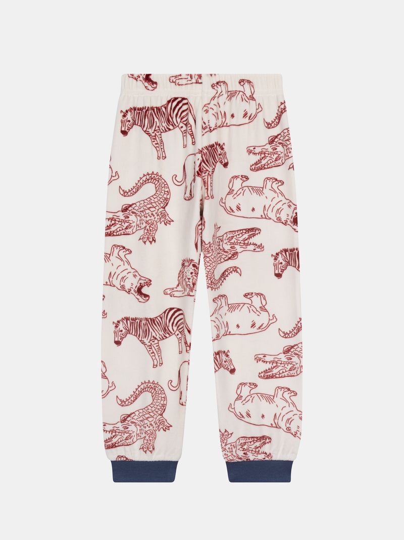 Pyjama 2 pièces en velours imprimé intégral savane pour enfant garçon