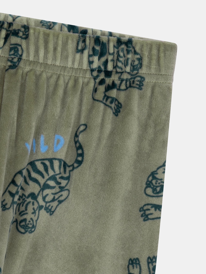 Pyjama 2 pièces en velours extensible imprimé léopards pour enfant garçon