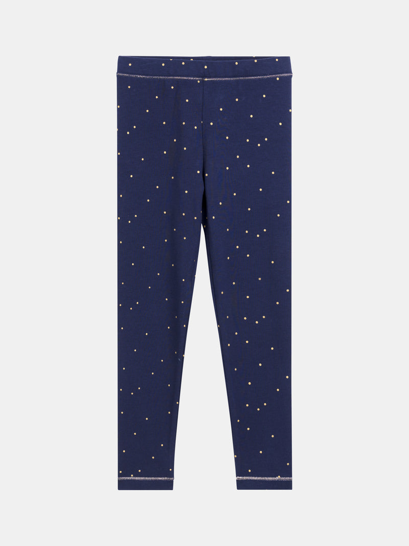 Leggings azul marinho com bolinhas para meninas