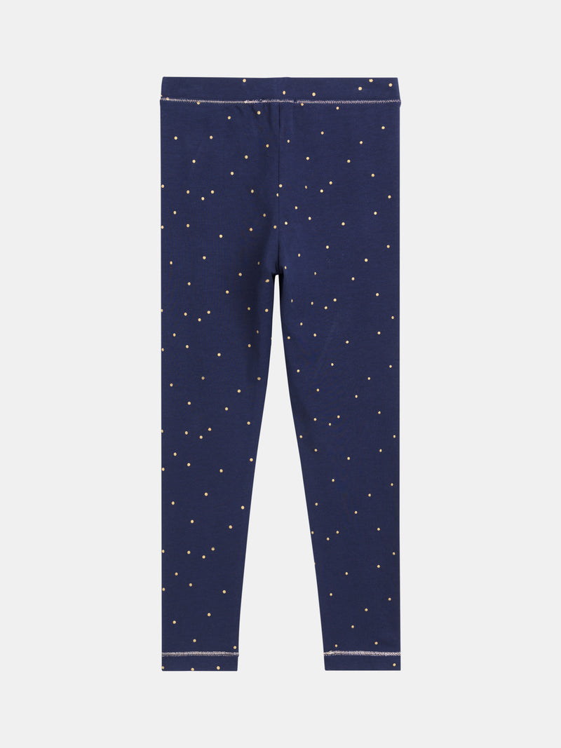 Leggings azul marinho com bolinhas para meninas