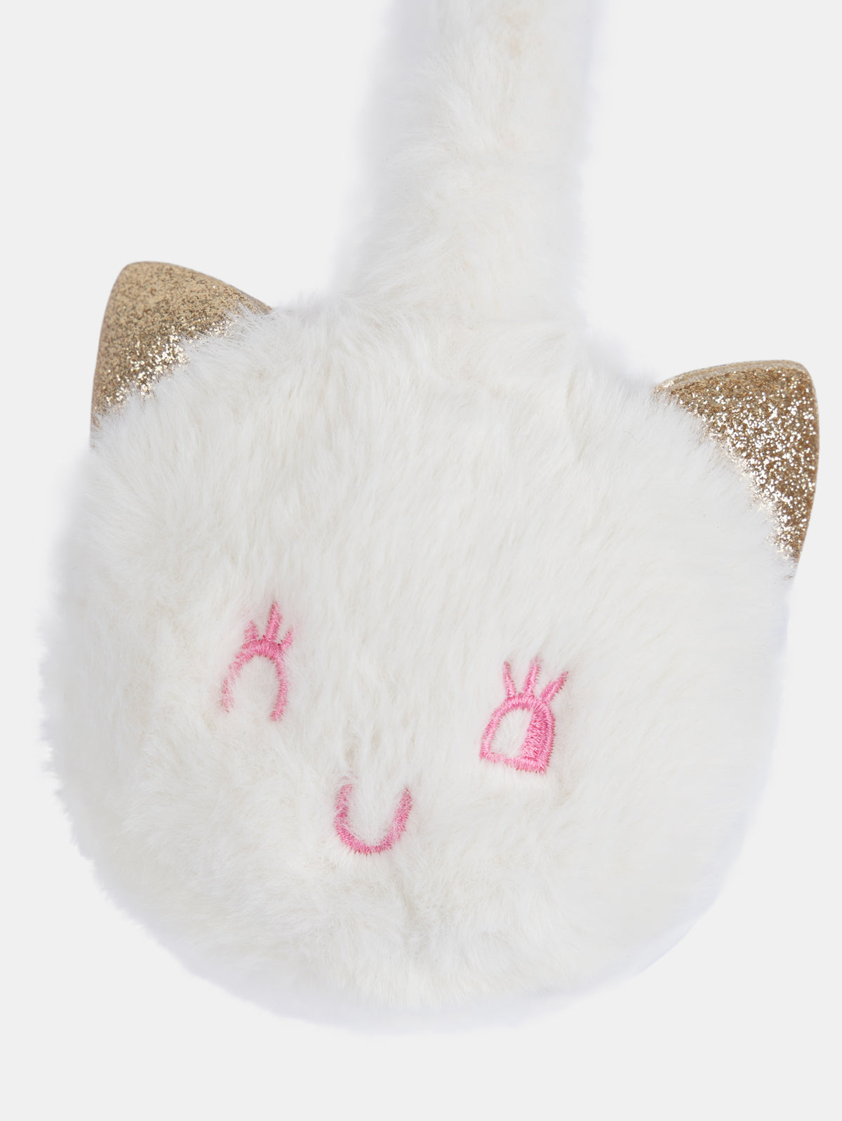 Auriculares écru com padrão de cabeça de gato para meninas